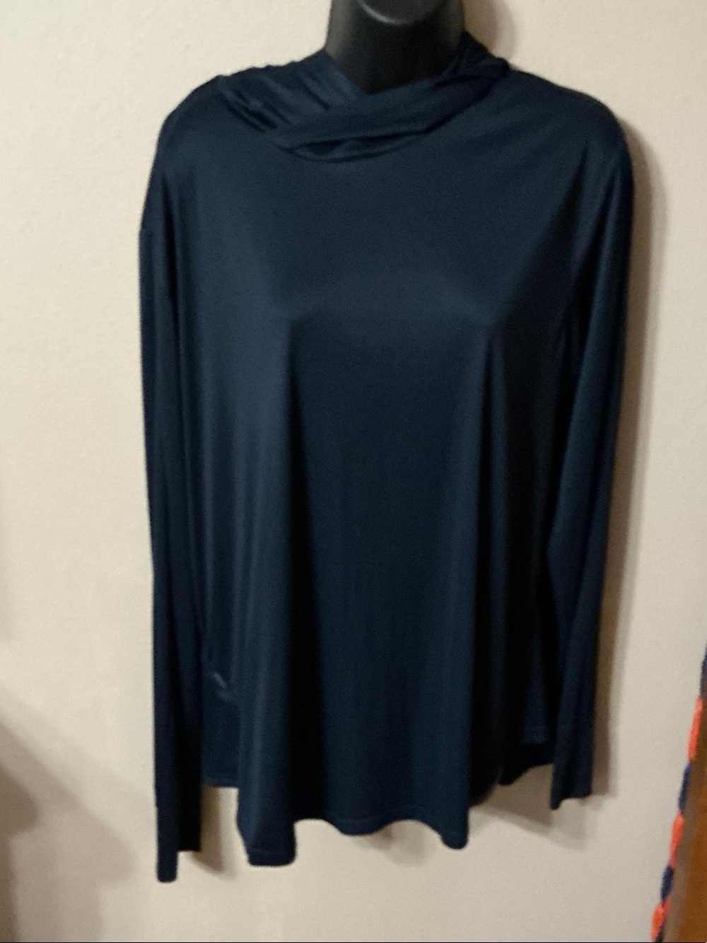Women's Navy Long-Sleeve Sun Shirt w/ Hood and Thumb holes